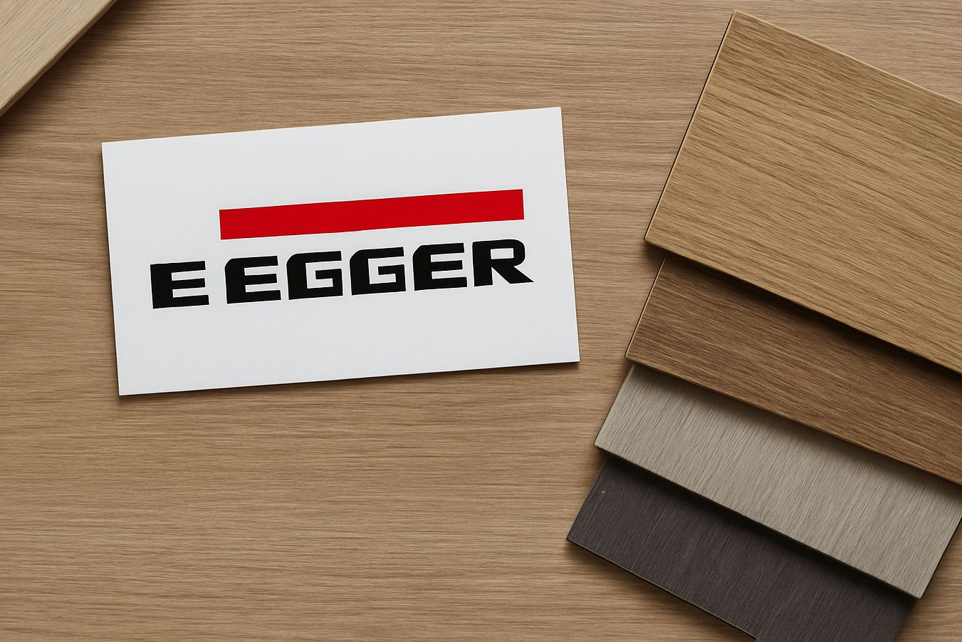 EGGER 德國環保板材與木紋色卡展示，搭配 E